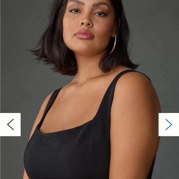 Anthropologie Ariana Square Neck Asymmetrical Ruffle Hem Dress - Picture 2 of 9